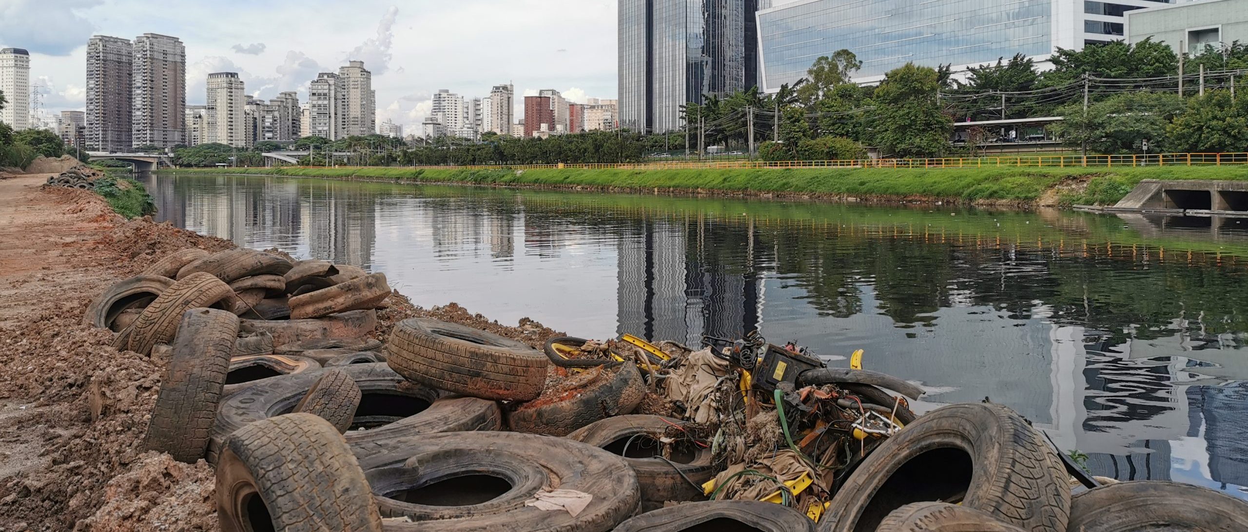 SAO PAULO, BRAZIL - DECEMBER 16, 2019: Garbage and pollution and