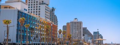 clear skies over the waterfront in Tel Aviv